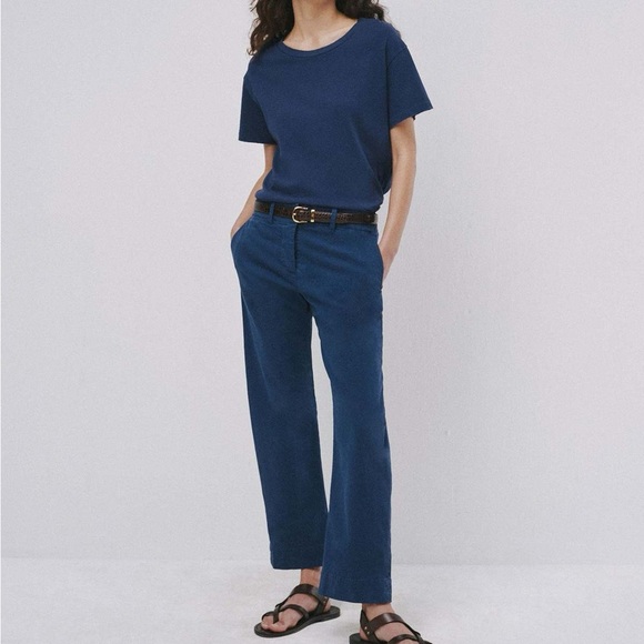 Nili Lotan blue cotton Tomboy wide leg ankle pants - size 10 (Medium) - Picture 2 of 5